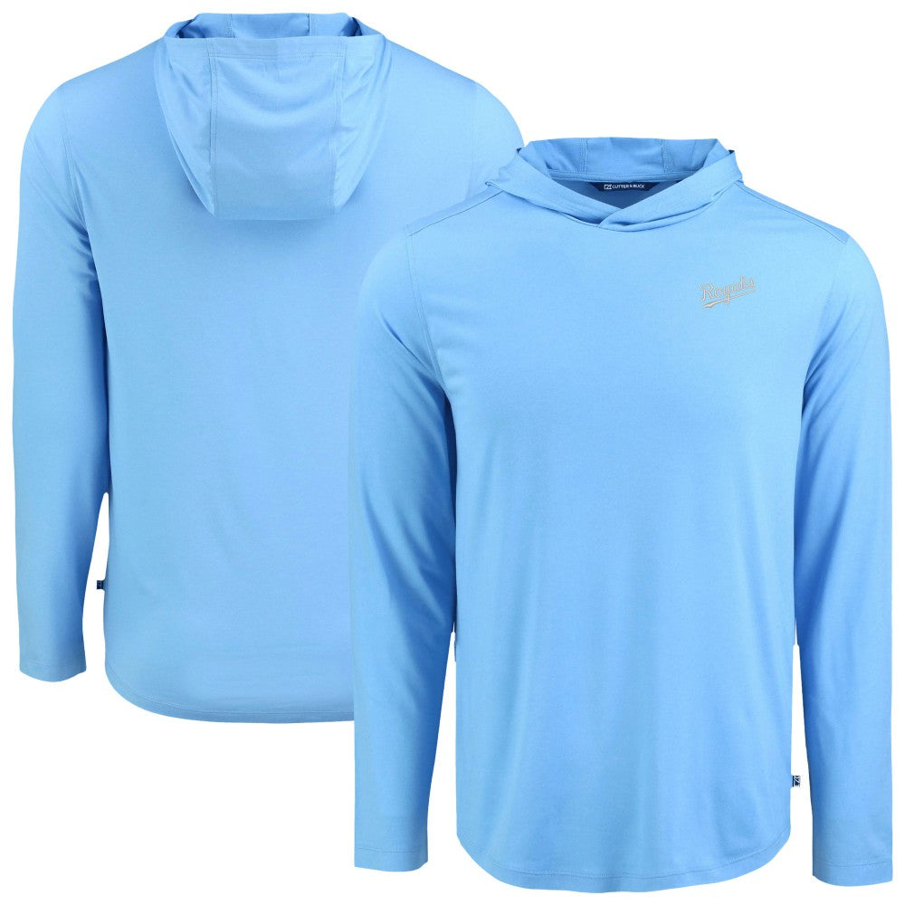 Kansas City Royals Cutter & Buck Coastline Epic Comfort Recycled Eco Hoodie Long Sleeve T-Shirt - Powder Blue