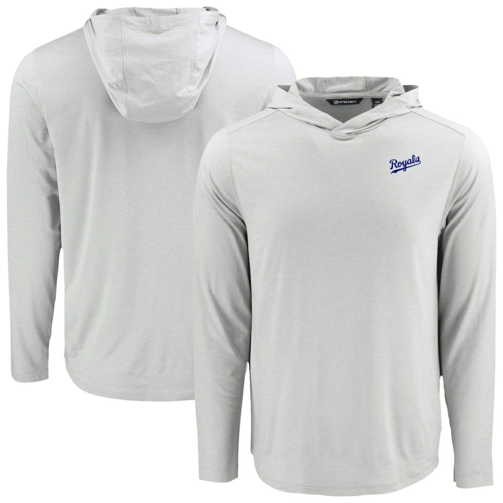 Kansas City Royals Cutter & Buck Coastline Epic Comfort Recycled Eco Hoodie Long Sleeve T-Shirt - Gray