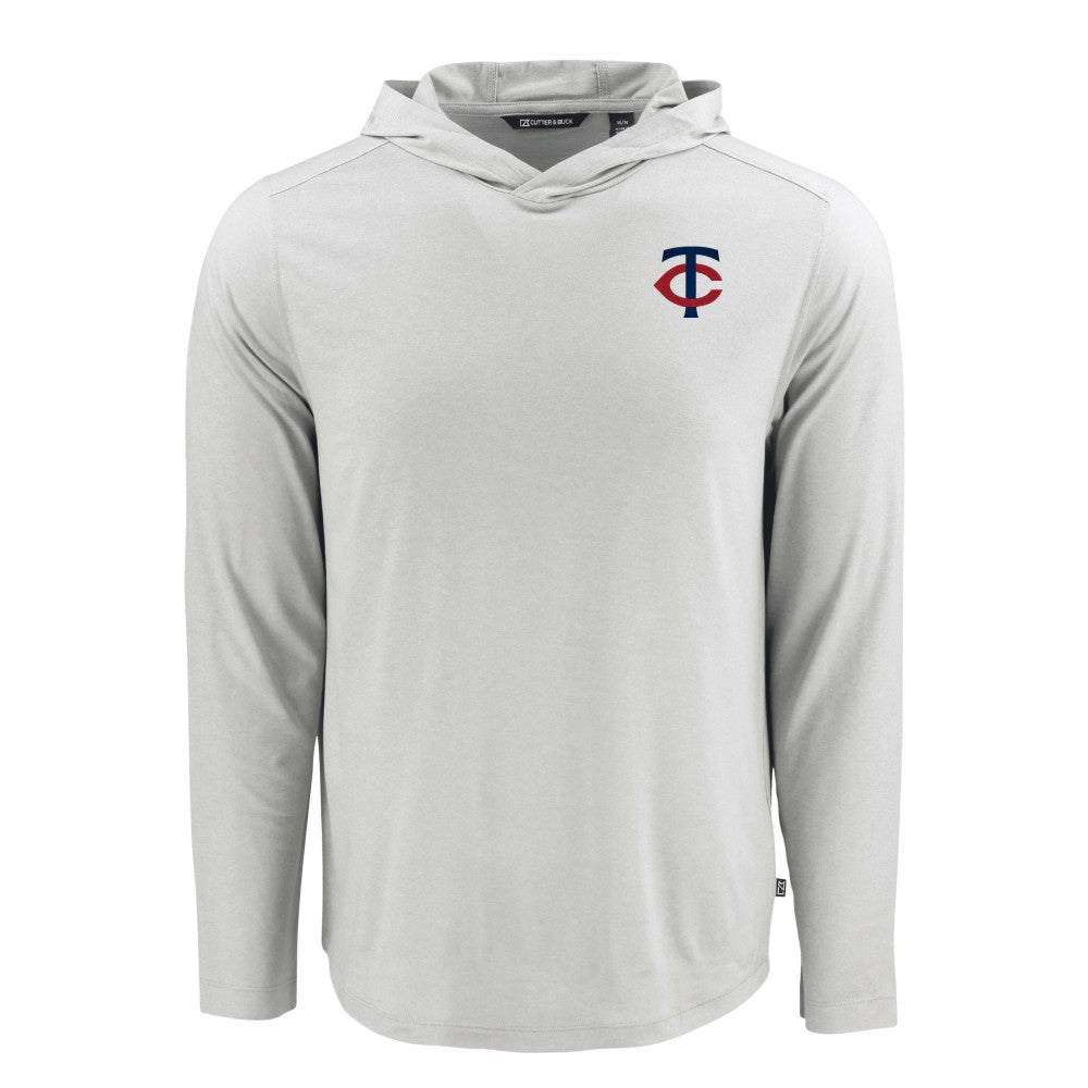 Minnesota Twins Cutter & Buck Coastline Epic Comfort Recycled Eco Hoodie Long Sleeve T-Shirt - Gray
