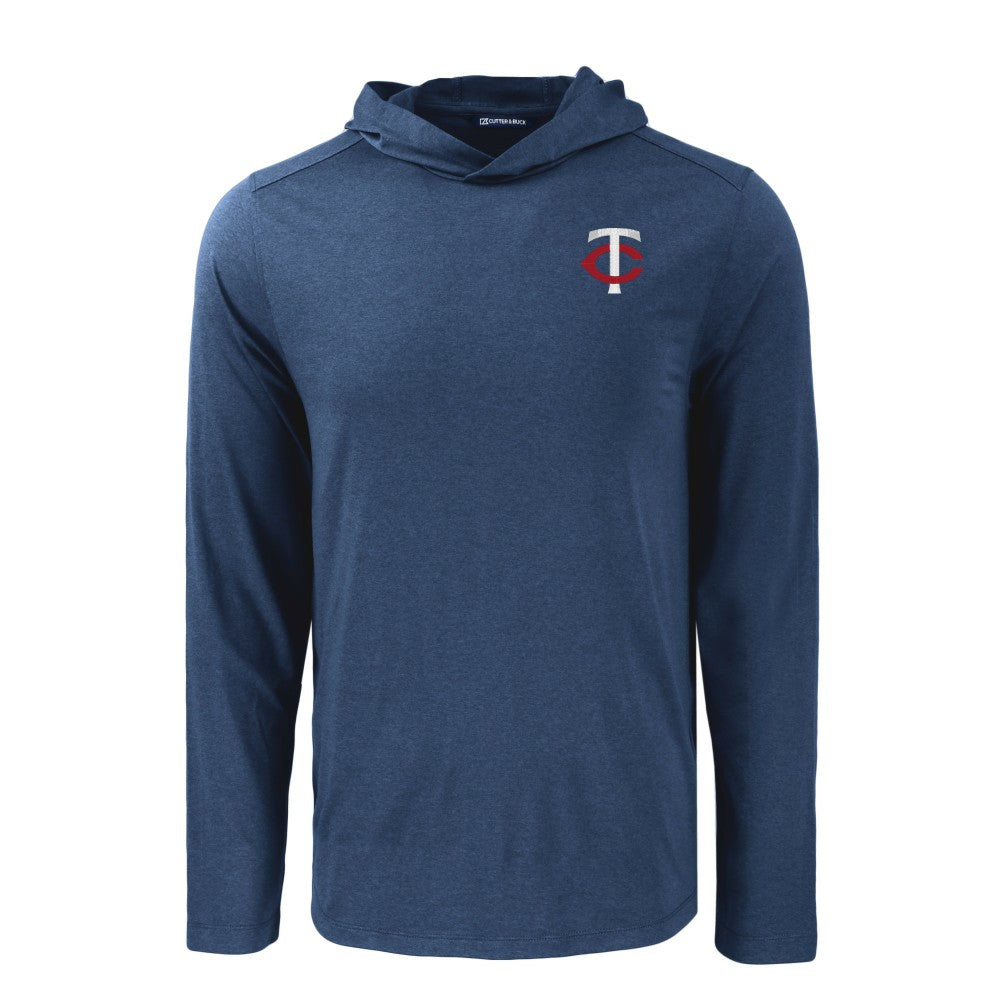Minnesota Twins Cutter & Buck Coastline Epic Comfort Recycled Eco Hoodie Long Sleeve T-Shirt - Navy