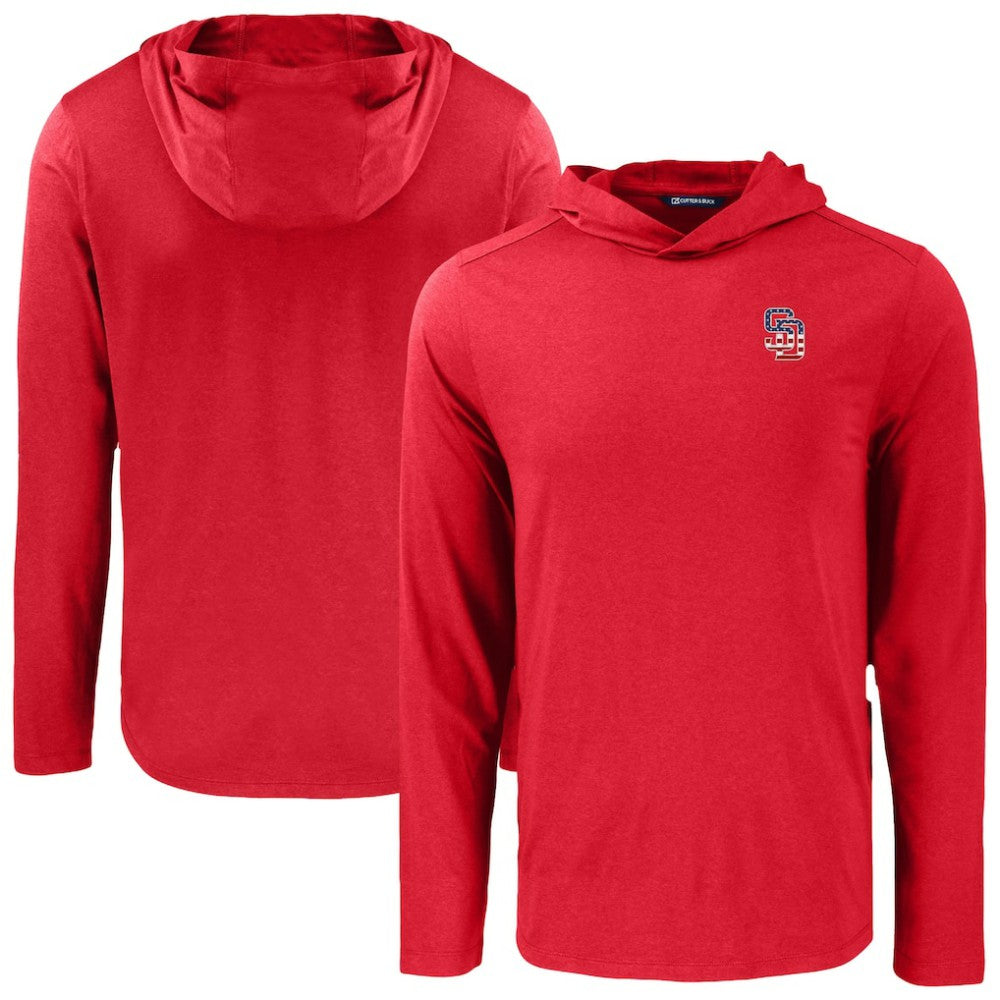 San Diego Padres Cutter & Buck Coastline Epic Comfort Recycled Eco Hoodie Long Sleeve T-Shirt - Red