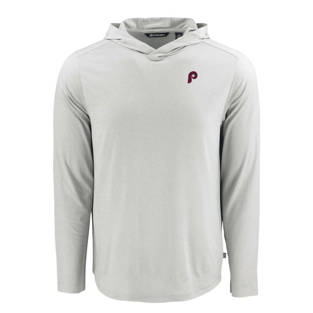 Philadelphia Phillies Cutter & Buck Coastline Epic Comfort Recycled Eco Hoodie Long Sleeve T-Shirt - Gray