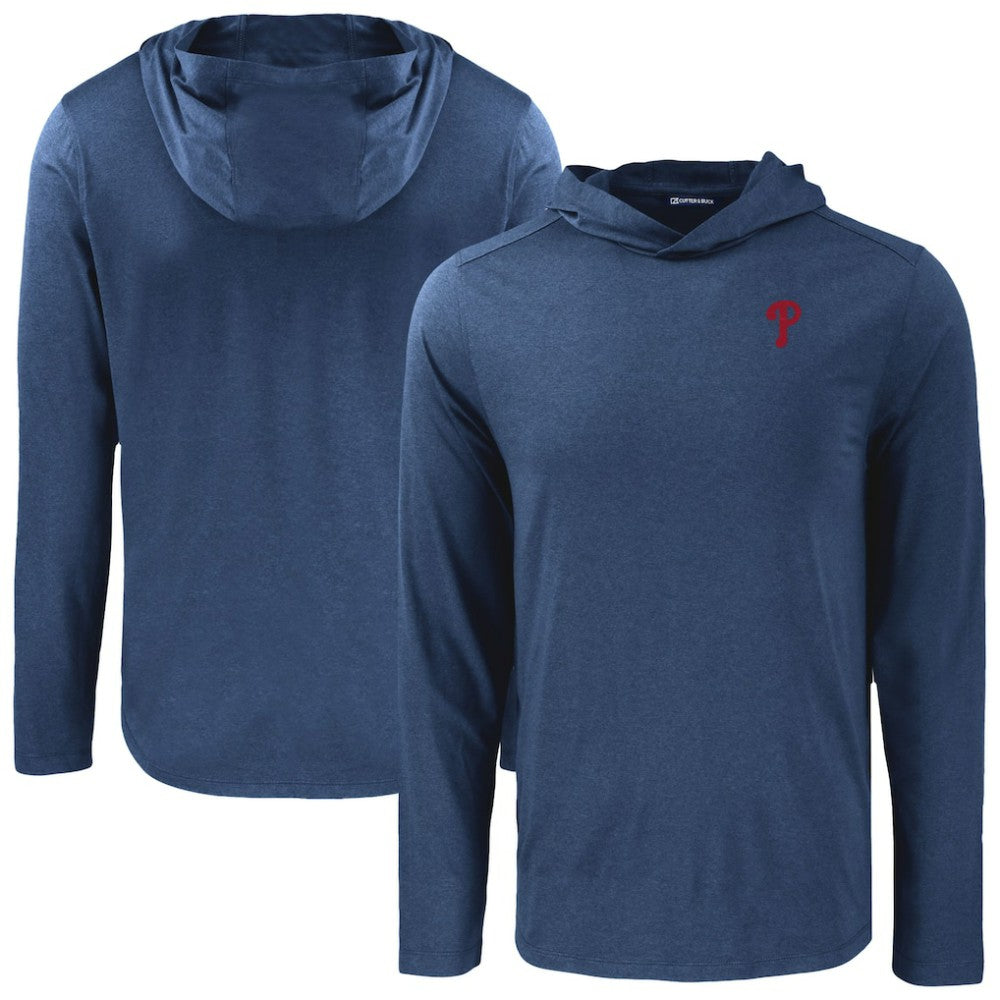 Philadelphia Phillies Cutter & Buck Coastline Epic Comfort Recycled Eco Hoodie Long Sleeve T-Shirt - Navy