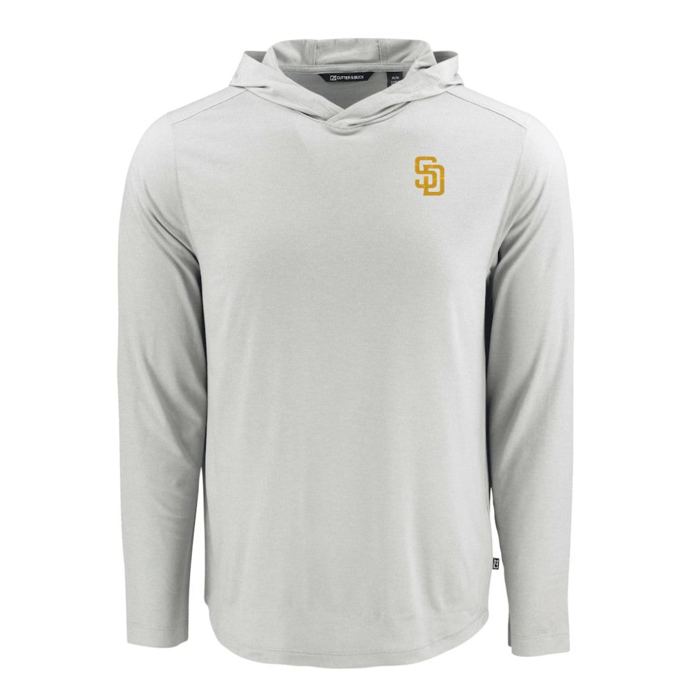 San Diego Padres Cutter & Buck Coastline Epic Comfort Recycled Eco Hoodie Long Sleeve T-Shirt - Gray