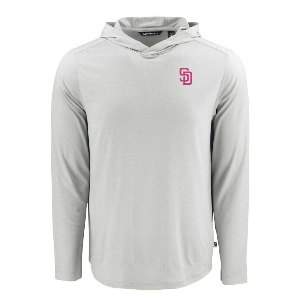 San Diego Padres Cutter & Buck Coastline Epic Comfort Recycled Eco Hoodie Long Sleeve T-Shirt - Gray