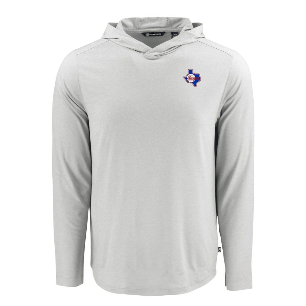 Texas Rangers Cutter & Buck Coastline Epic Comfort Recycled Eco Hoodie Long Sleeve T-Shirt - Gray