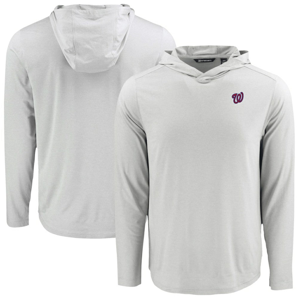 Washington Nationals Cutter & Buck Coastline Epic Comfort Recycled Eco Hoodie Long Sleeve T-Shirt - Gray