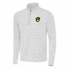 Milwaukee Brewers Antigua Cause Quarter-Zip Top - Gray/White