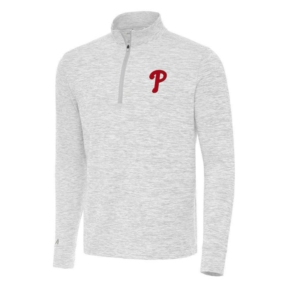 Philadelphia Phillies Antigua Cause Quarter-Zip Top - Gray/White