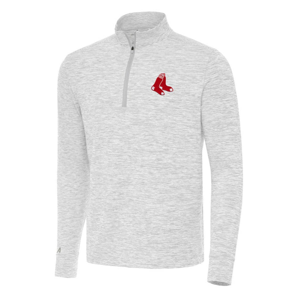Boston Red Sox Antigua Cause Quarter-Zip Top - Gray/White