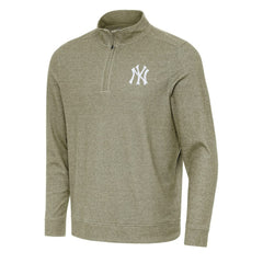 New York Yankees Antigua Subtle Quarter-Zip Sweatshirt - Heather Olive