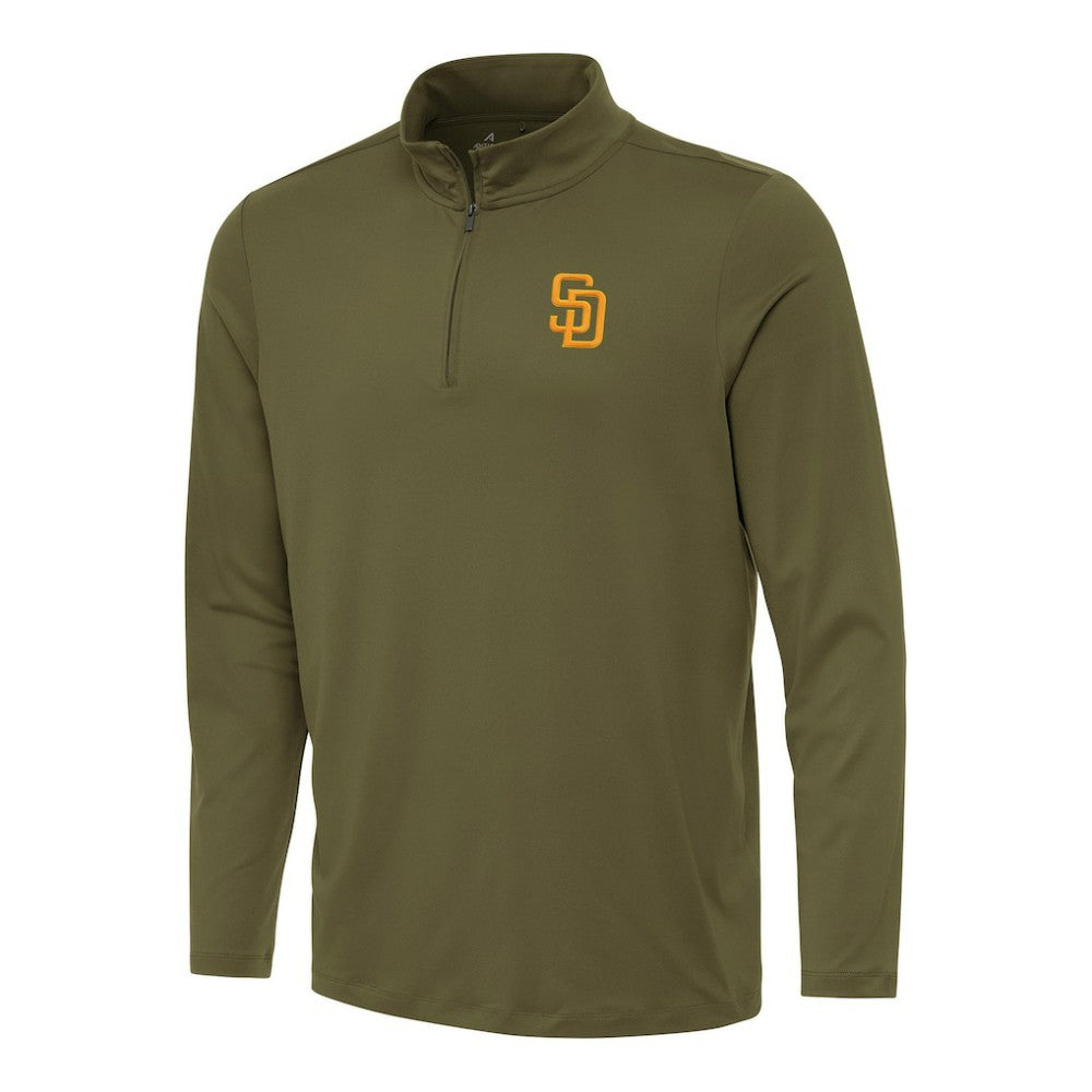 San Diego Padres Antigua Reprocess Quarter-Zip Top - Olive