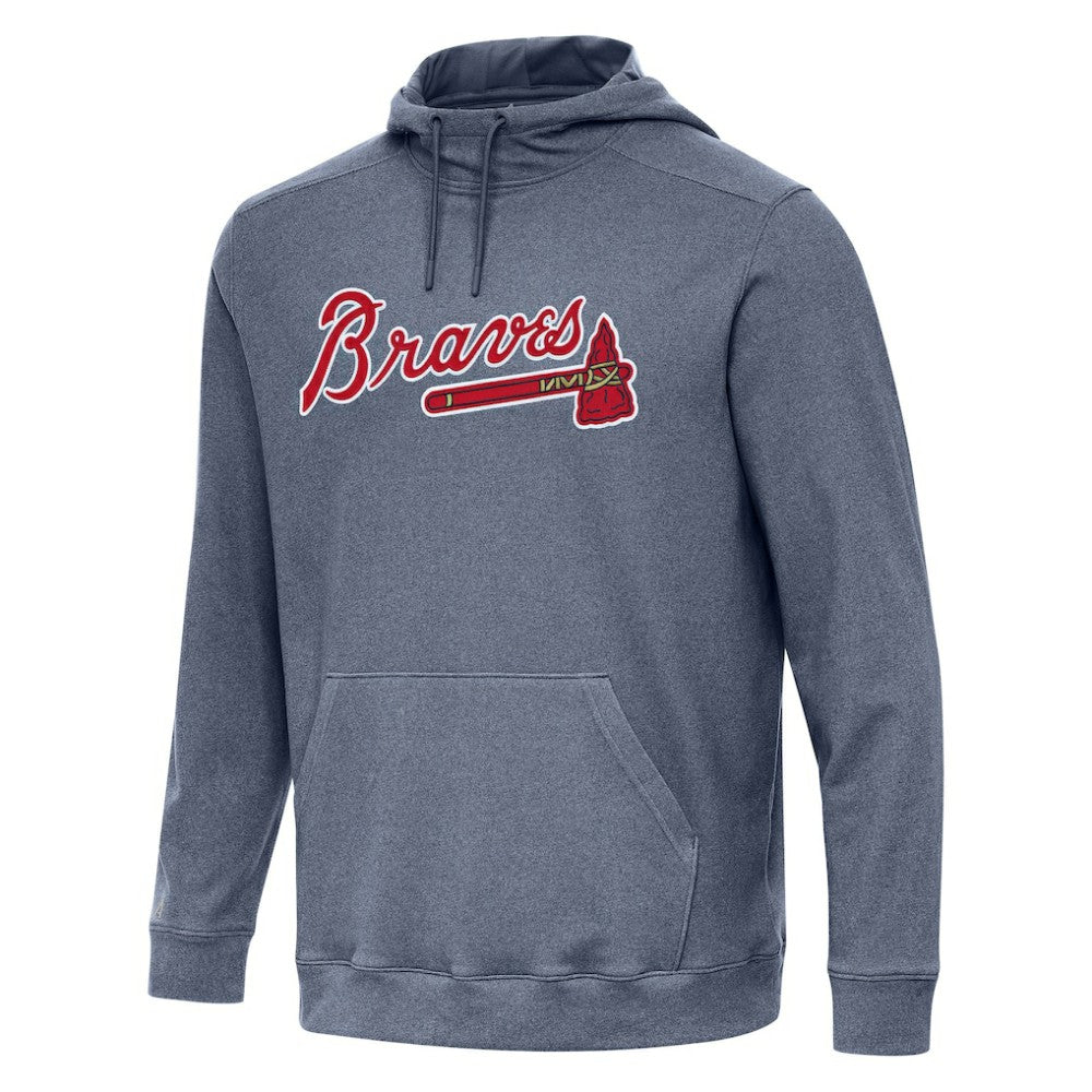 Atlanta Braves Antigua Cloud Pullover Hoodie - Heather Navy