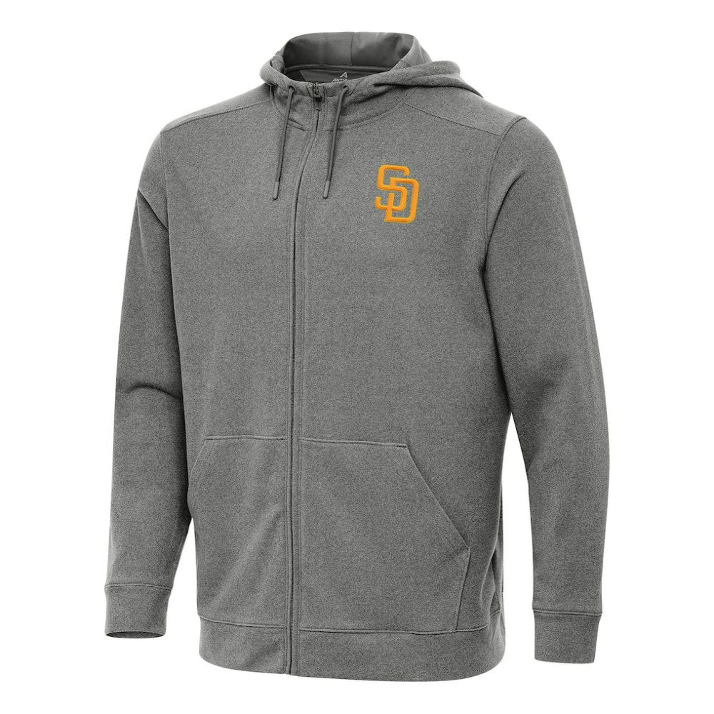 San Diego Padres Antigua Effortless Full-Zip Hooded Jacket - Heather Black