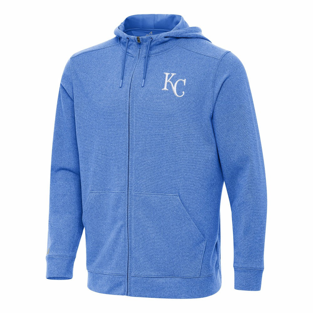 Kansas City Royals Antigua Effortless Full-Zip Hooded Jacket - Heather Royal