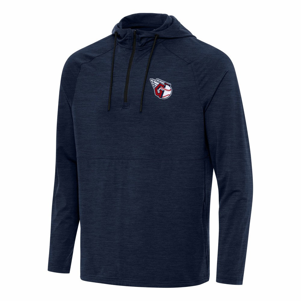 Cleveland Guardians Antigua Spikes Quarter-Zip Pullover Hoodie - Heather Navy