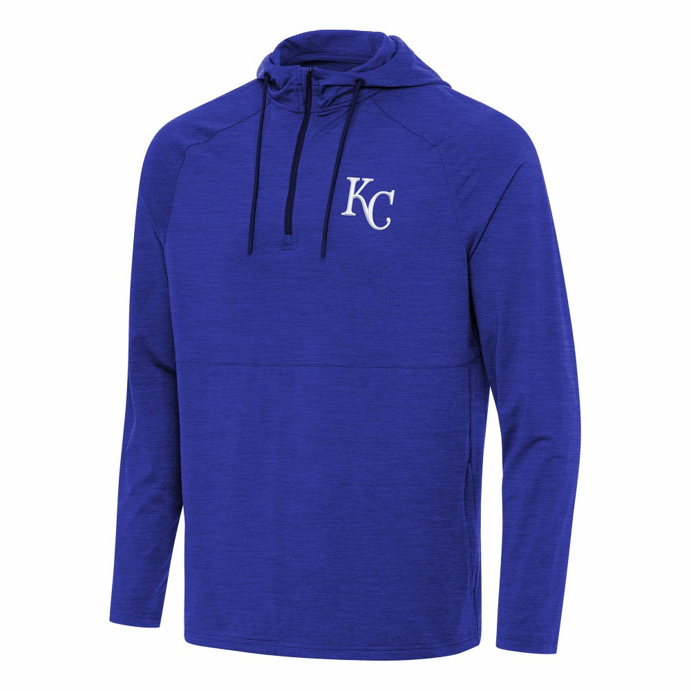 Kansas City Royals Antigua Spikes Quarter-Zip Pullover Hoodie - Heather Royal
