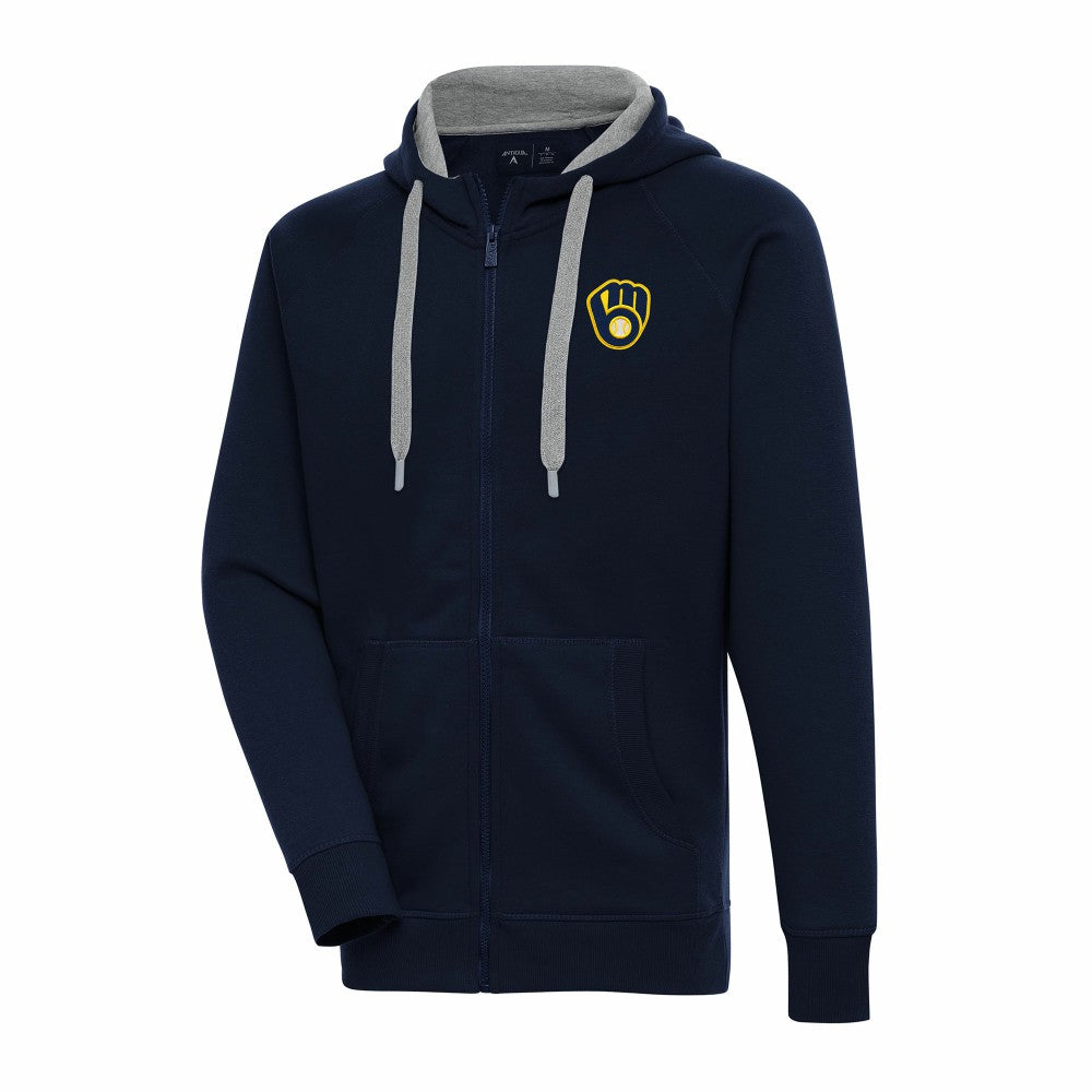 Milwaukee Brewers Antigua Big & Tall Victory Full-Zip Hoodie Jacket - Navy