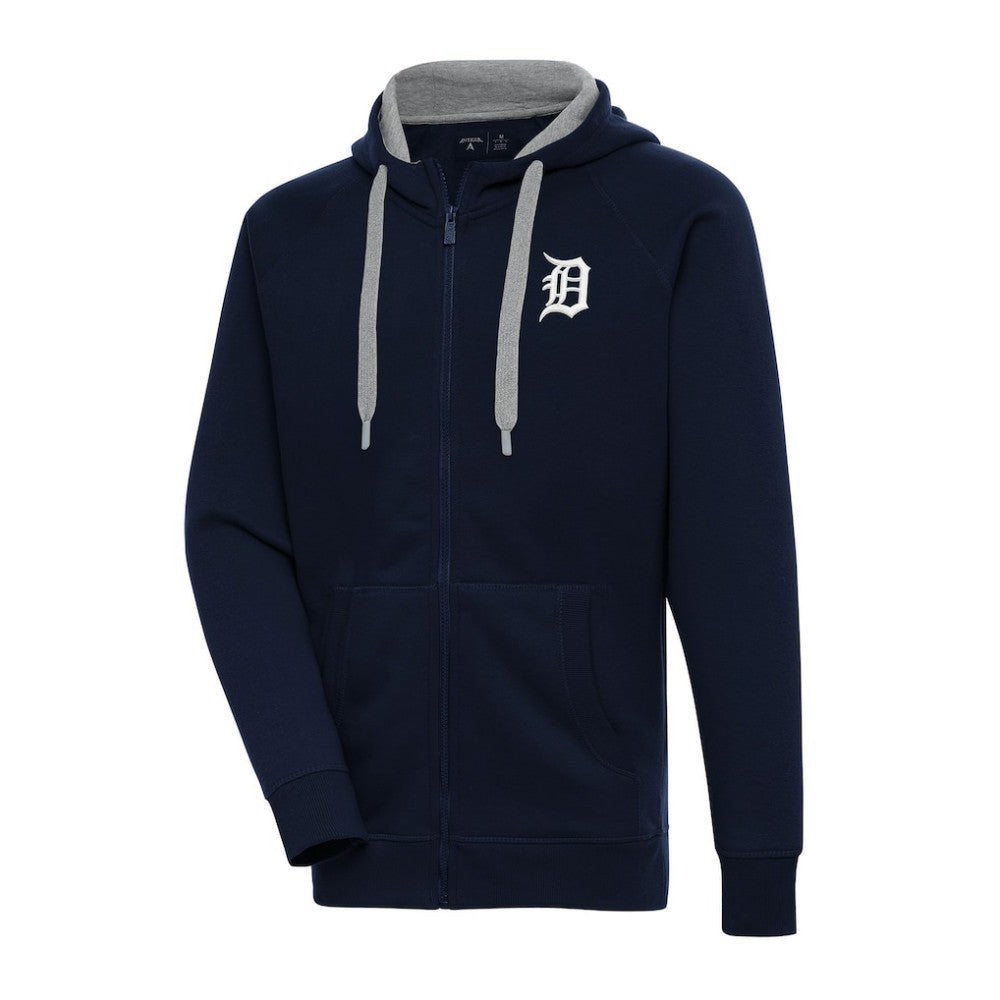 Detroit Tigers Antigua Big & Tall Victory Full-Zip Hoodie Jacket - Navy