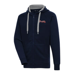 Atlanta Braves Antigua Big & Tall Victory Full-Zip Hoodie Jacket - Navy