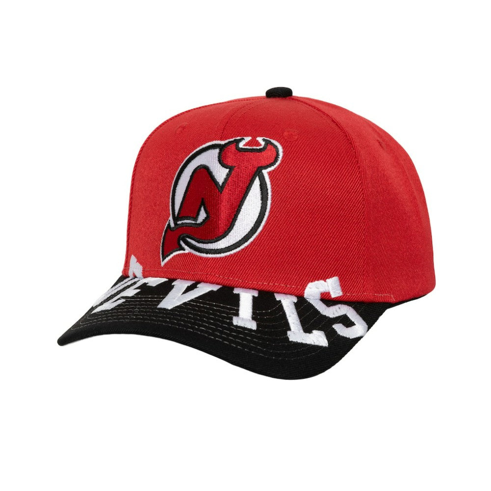 New Jersey Devils Mitchell & Ness Underarch Two-Tone Pro Crown Snapback Hat Red/Black