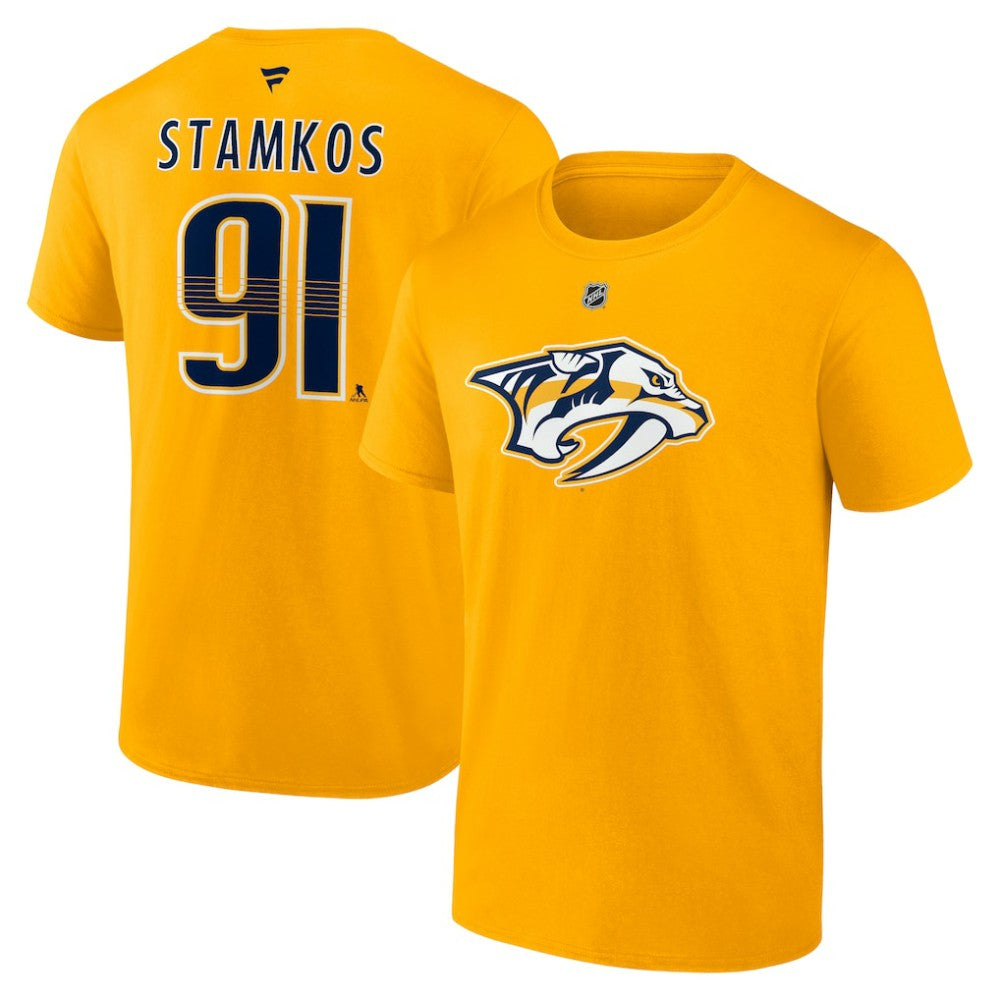 Steven Stamkos Nashville Predators Fanatics Authentic Stack Name & Number T-Shirt Gold
