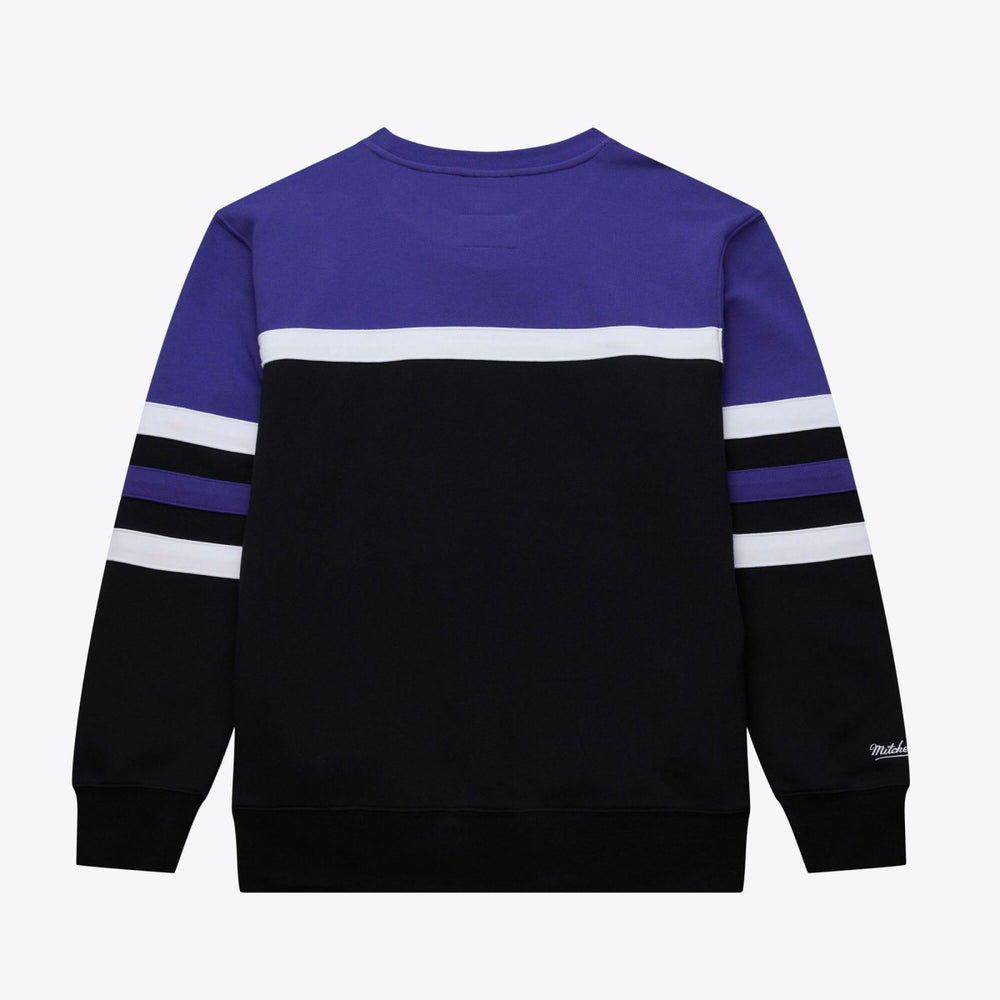 Utah Jazz Hardwood Classics Vintage Logo Head Coach Pullover Sweatshirt - Black/Purple | Mitchell & Ness sale