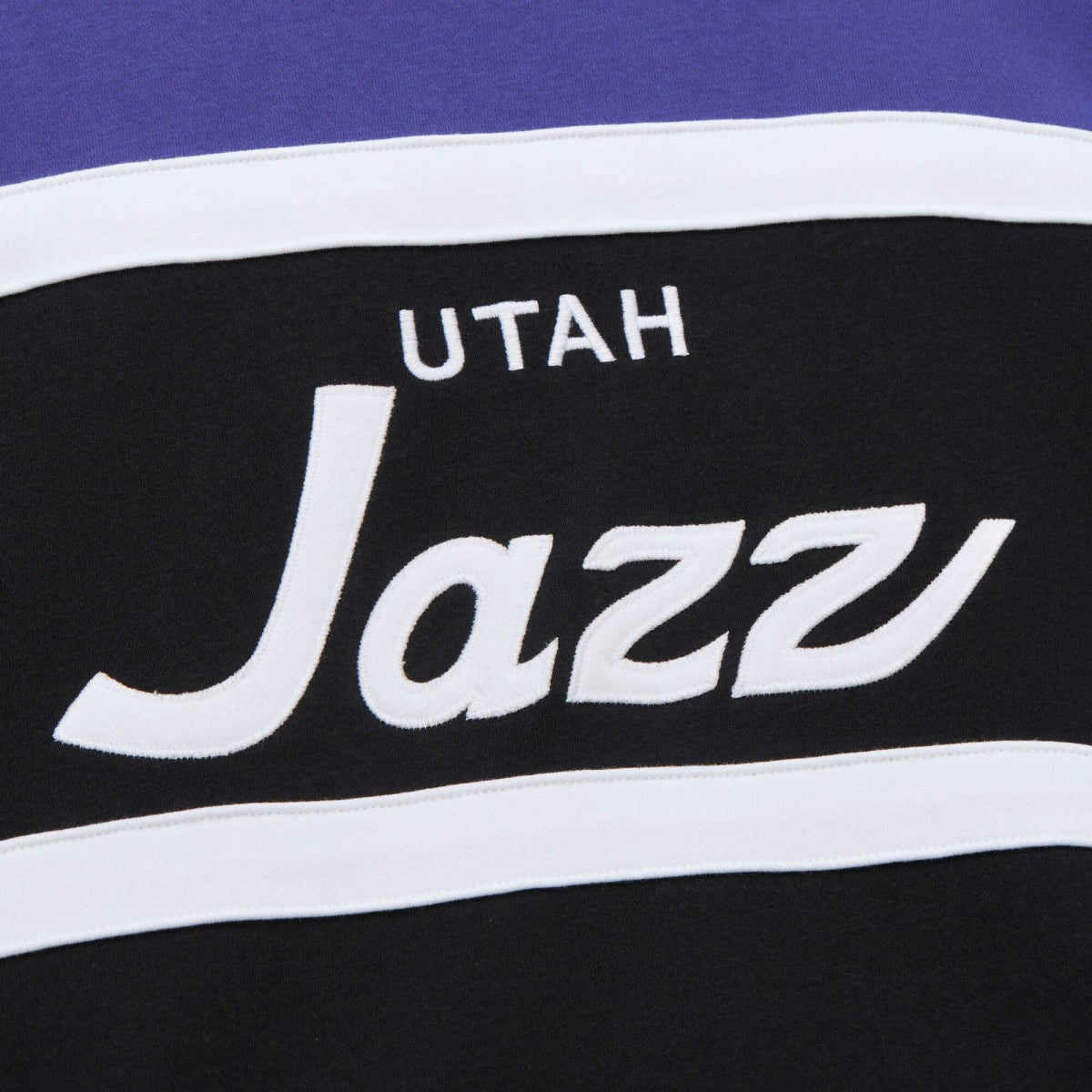 Utah Jazz Hardwood Classics Vintage Logo Head Coach Pullover Sweatshirt - Black/Purple | Mitchell & Ness sale