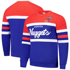 Denver Nuggets Hardwood Classics Vintage Logo Head Coach Pullover Sweatshirt sale - Royal/Red | Mitchell & Ness discount