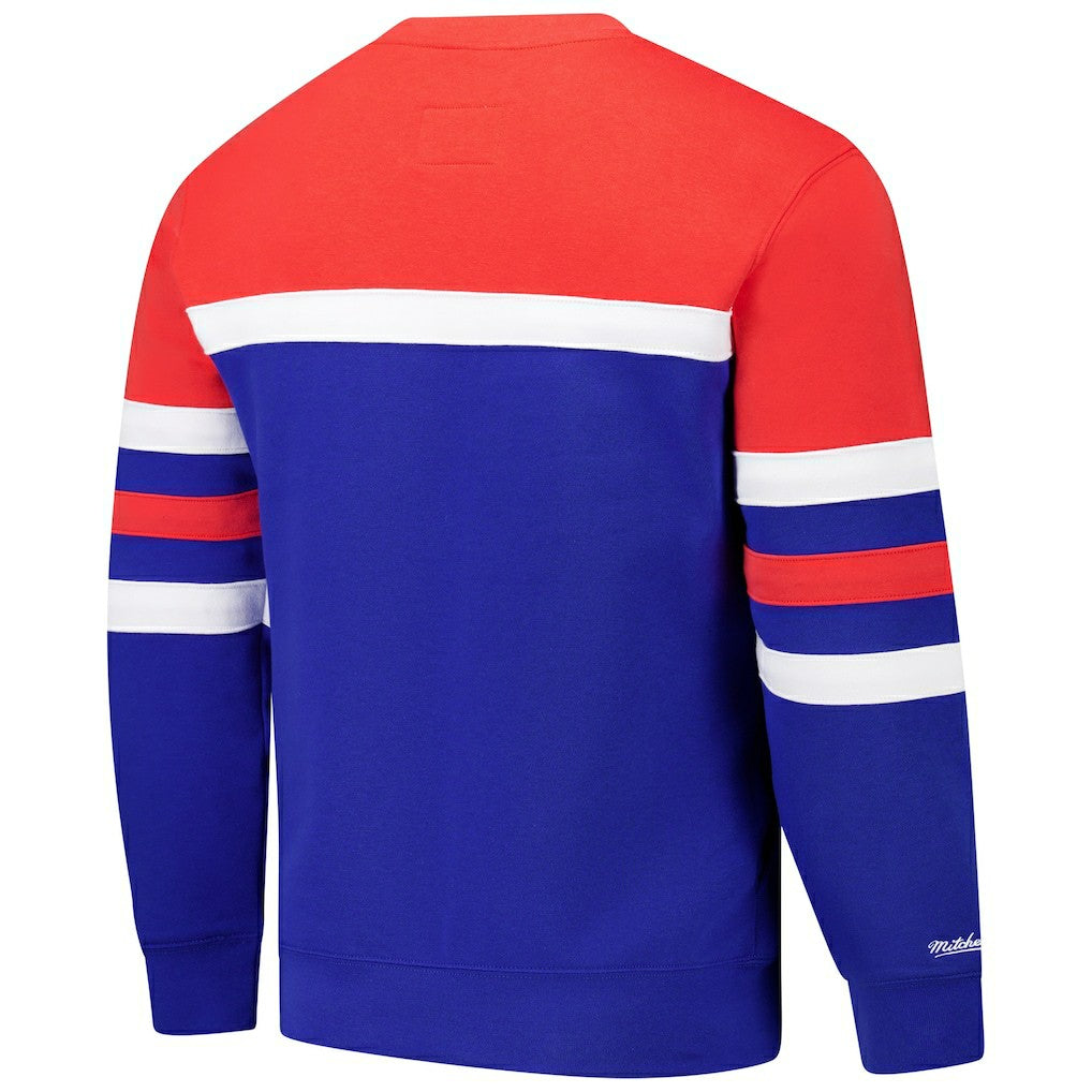 Denver Nuggets Hardwood Classics Vintage Logo Head Coach Pullover Sweatshirt sale - Royal/Red | Mitchell & Ness discount