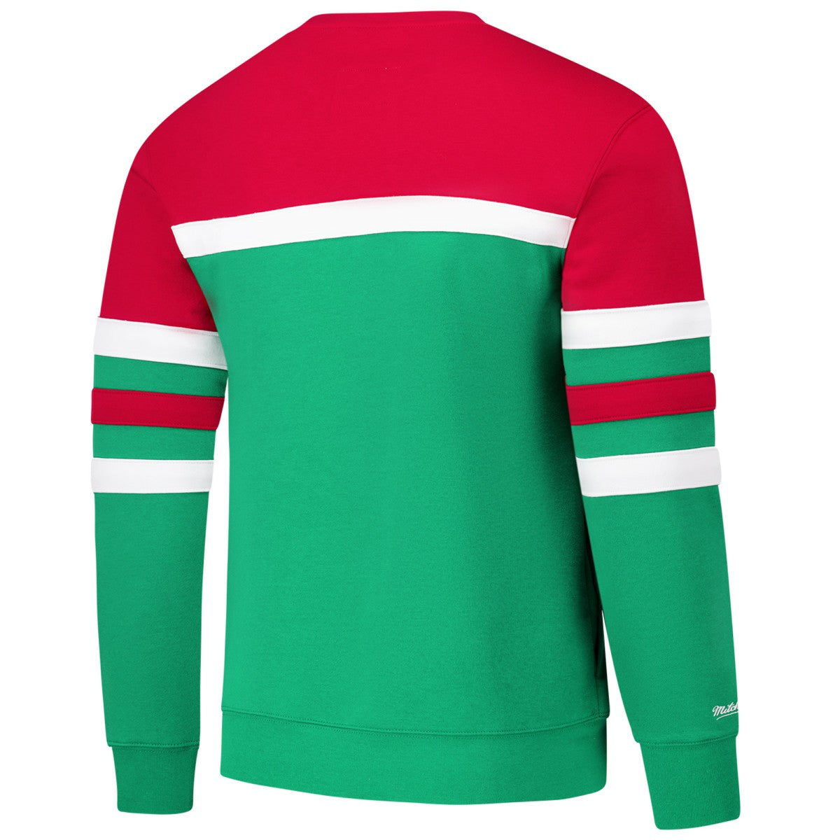Milwaukee Bucks Hardwood Classics Vintage Logo Head Coach Pullover Sweatshirt - Green/Red | Mitchell & Ness for sale
