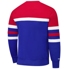 Philadelphia 76ers Hardwood Classics Vintage Logo Head Coach Pullover Sweatshirt - Royal/Red | Mitchell & Ness shop