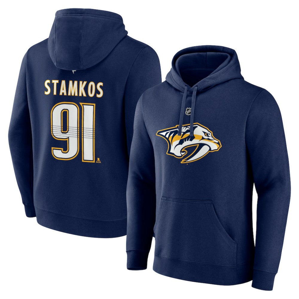 Steven Stamkos Nashville Predators Fanatics Authentic Stack Name & Number Tri-Blend Pullover Hoodie Navy