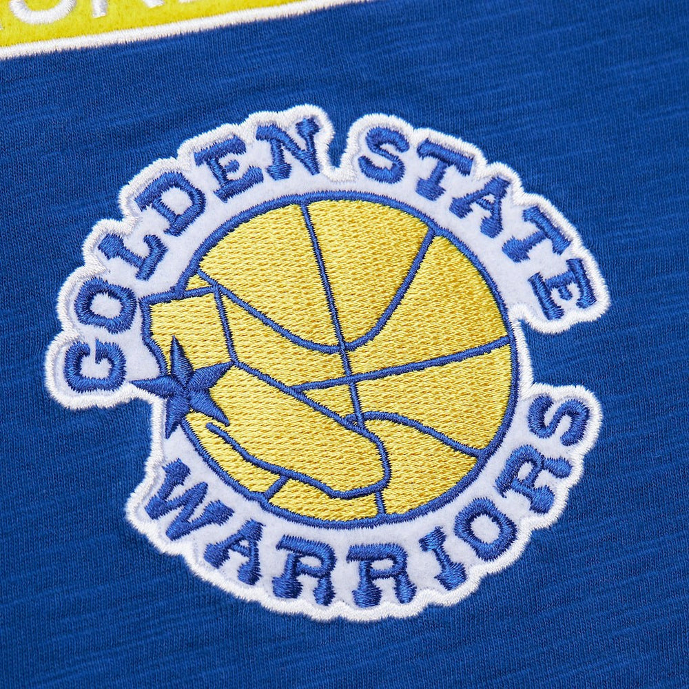 Golden State Warriors Hardwood Classics Felt Applique Slub T-Shirt sale - Royal | Mitchell & Ness outlet