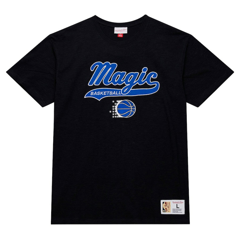 Orlando Magic Hardwood Classics Felt Applique Slub T-Shirt - Black | Mitchell & Ness online