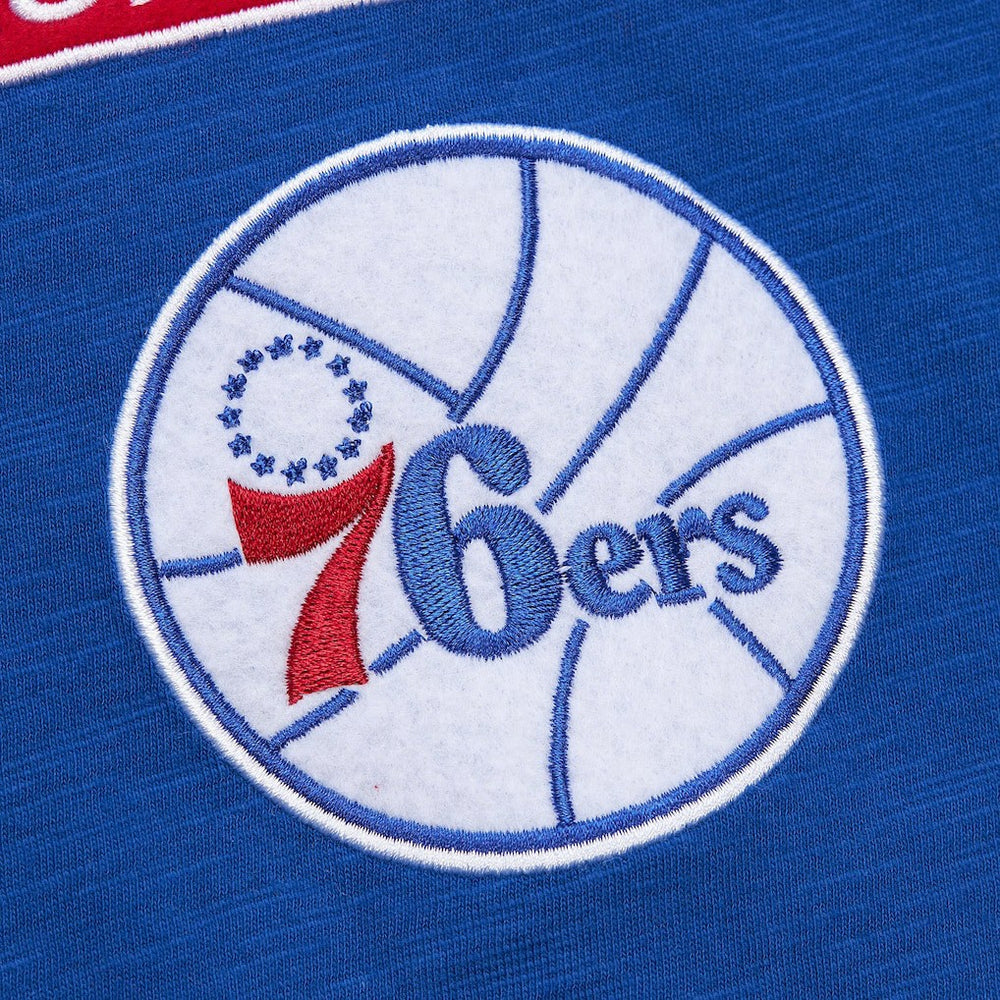 Philadelphia 76ers Hardwood Classics Felt Applique Slub T-Shirt - Royal | Mitchell & Ness cheap
