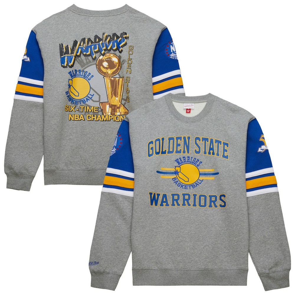 Golden State Warriors Hardwood Classics All Over 4.0 Pullover Sweatshirt sale - Heather Gray | Mitchell & Ness sale