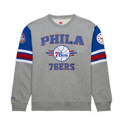 Philadelphia 76ers Hardwood Classics All Over 4.0 Pullover Sweatshirt - Heather Gray | Mitchell & Ness sale
