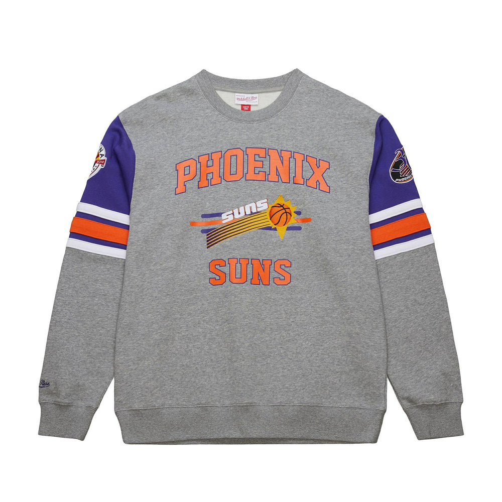 Phoenix Suns Hardwood Classics All Over 4.0 Pullover Sweatshirt - Heather Gray | Mitchell & Ness on sale