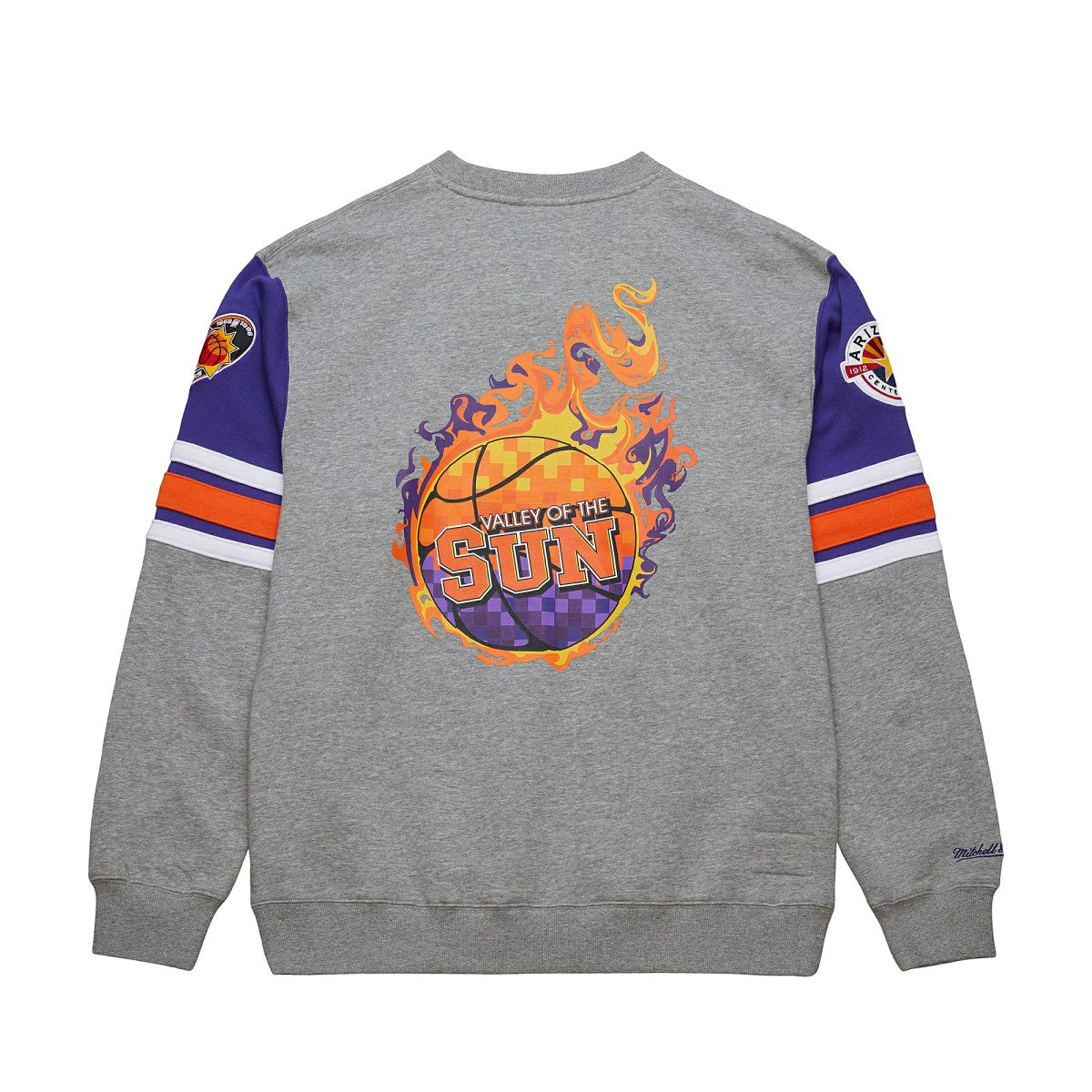 Phoenix Suns Hardwood Classics All Over 4.0 Pullover Sweatshirt - Heather Gray | Mitchell & Ness on sale