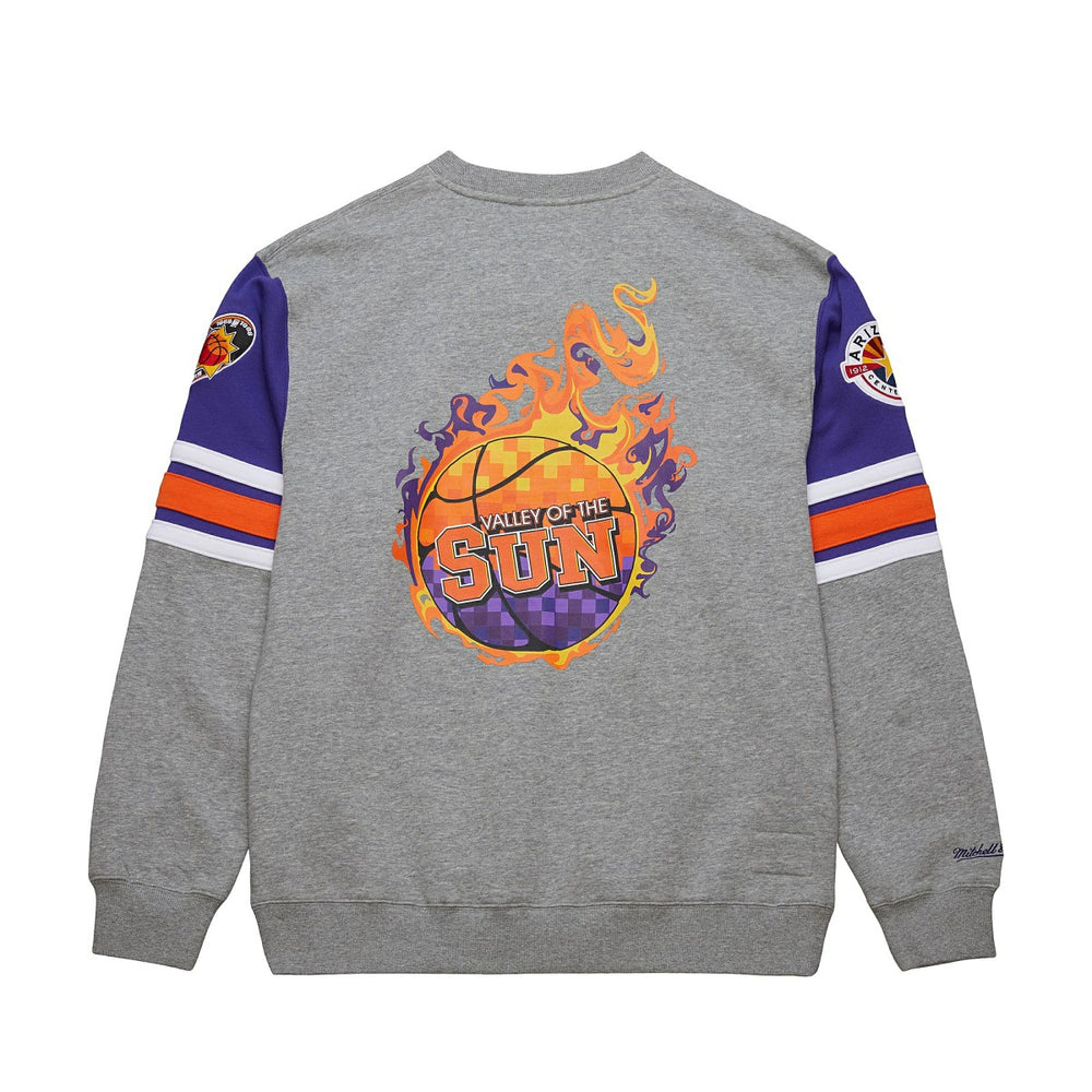 Phoenix Suns Hardwood Classics All Over 4.0 Pullover Sweatshirt - Heather Gray | Mitchell & Ness on sale