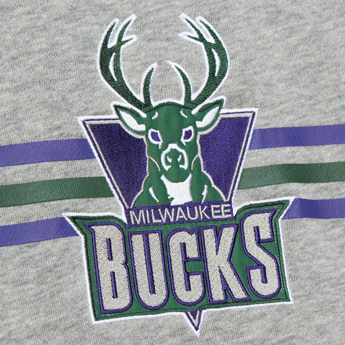 Milwaukee Bucks Hardwood Classics All Over 4.0 Pullover Sweatshirt - Heather Gray | Mitchell & Ness cheap