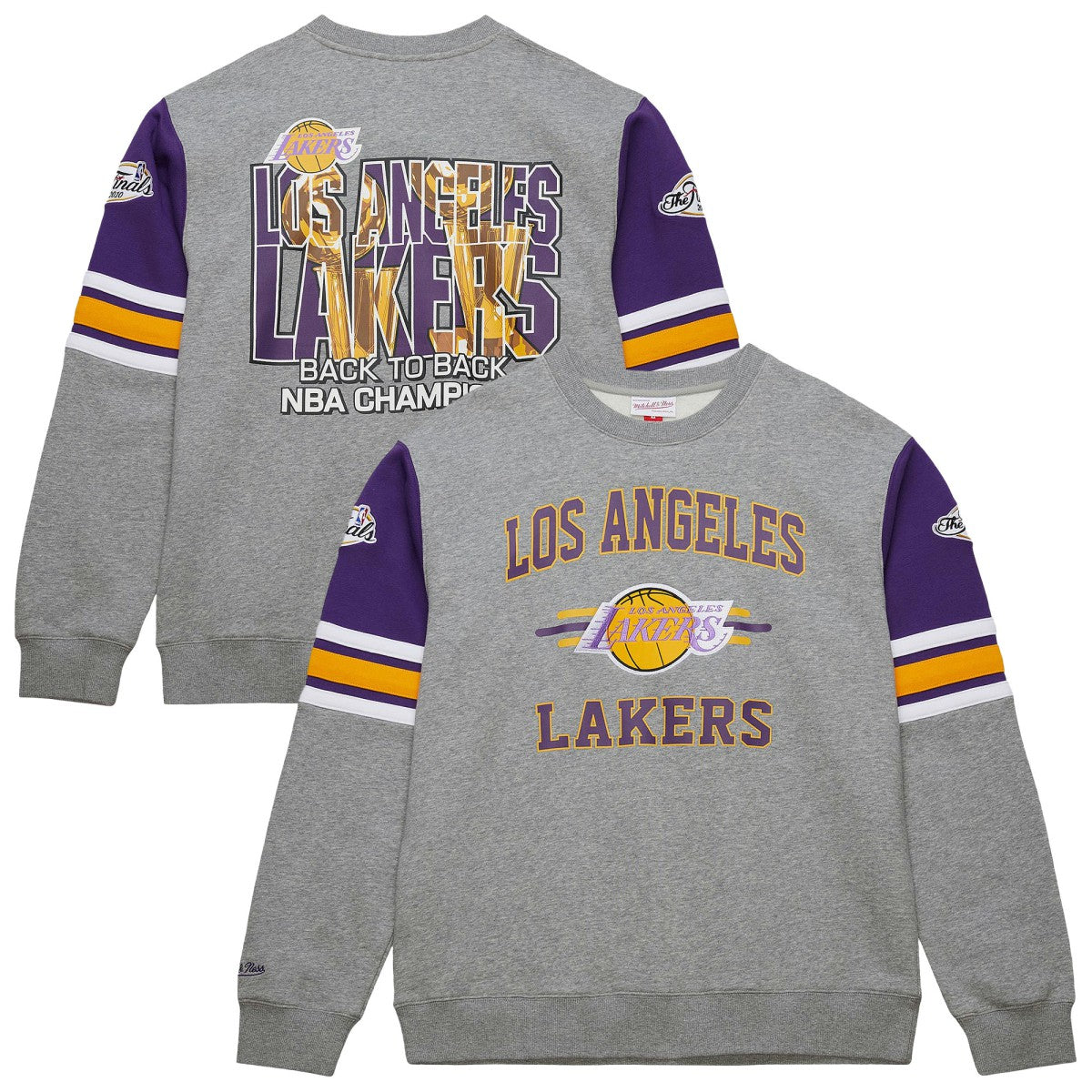 Los Angeles Lakers Hardwood Classics All Over 4.0 Pullover Sweatshirt - Heather Gray | Mitchell & Ness for sale
