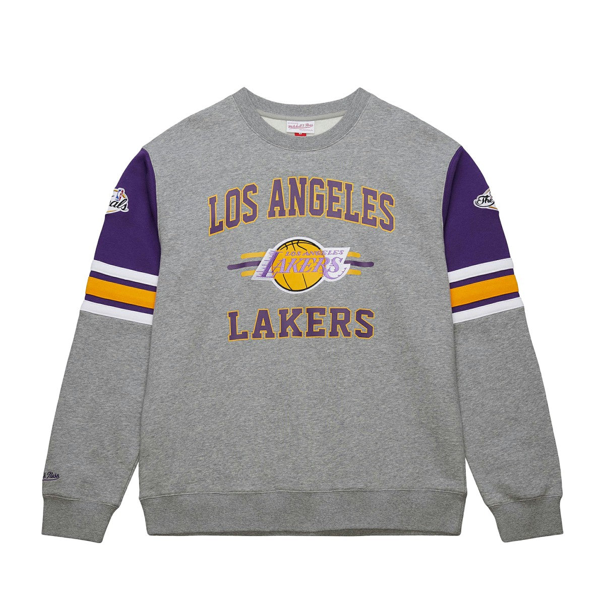 Los Angeles Lakers Hardwood Classics All Over 4.0 Pullover Sweatshirt - Heather Gray | Mitchell & Ness for sale