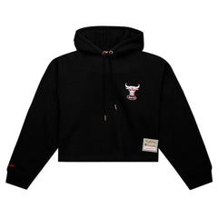 Chicago Bulls Women's Hardwood Classics Cropped Pullover Hoodie - Black | Mitchell & Ness online
