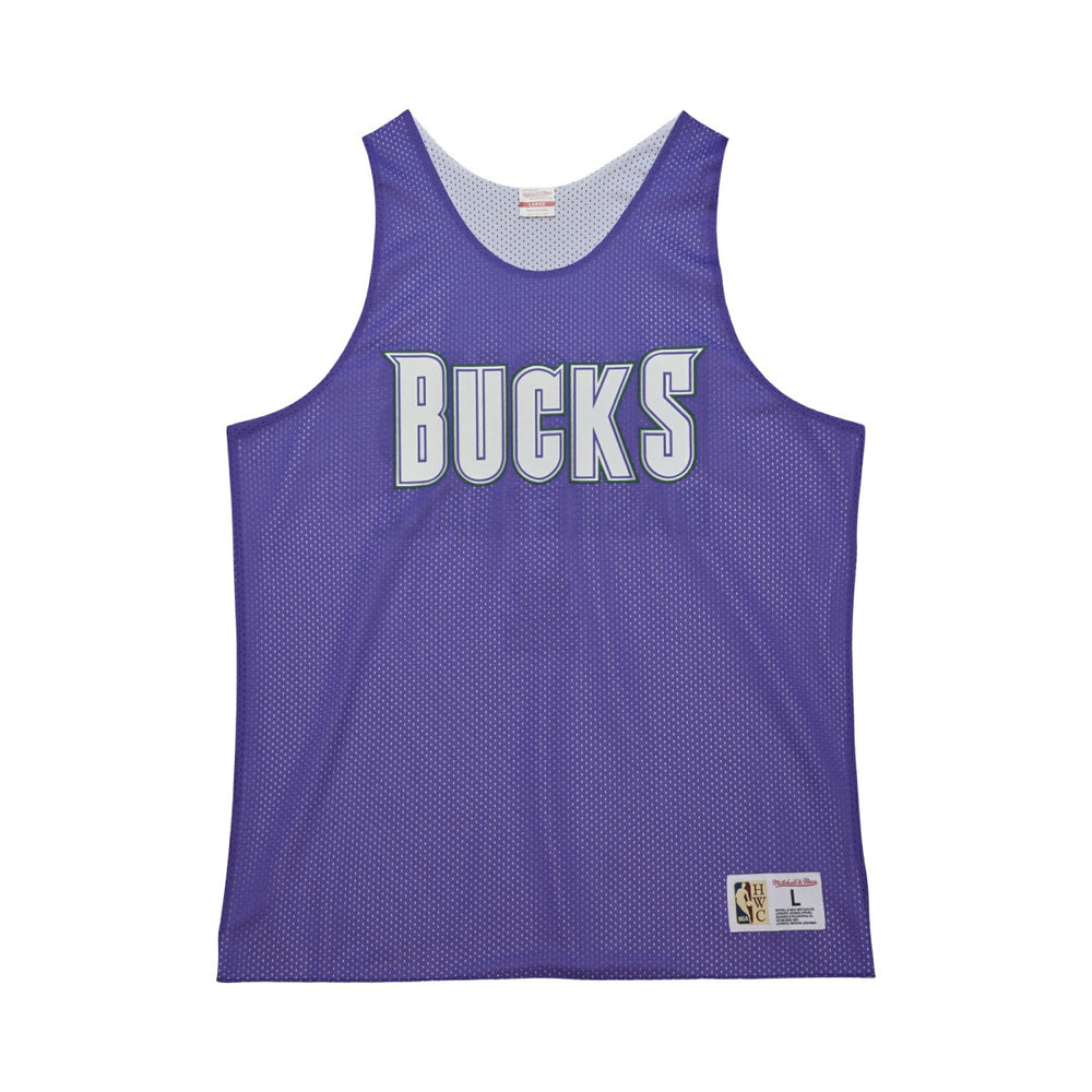 Milwaukee Bucks Hardwood Classics Reversible Mesh Practice Jersey - Purple/White | Mitchell & Ness on sale