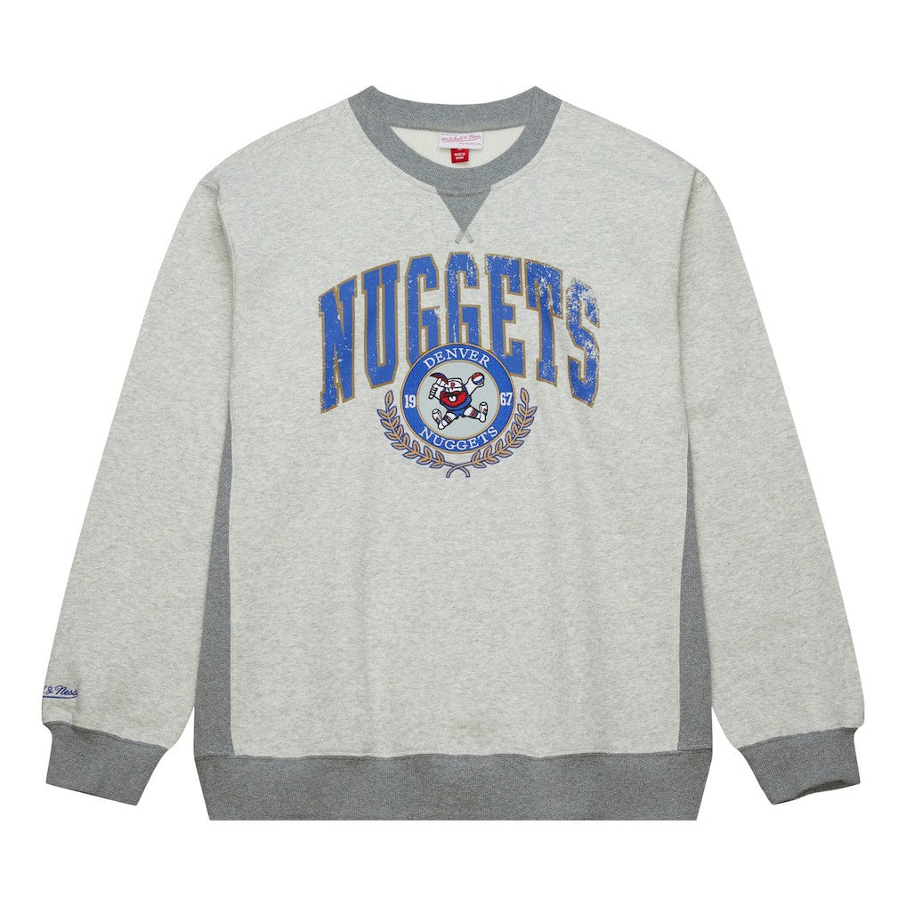 Denver Nuggets Vintage Logo Pullover Sweatshirt sale - Heather Gray | Mitchell & Ness cheap