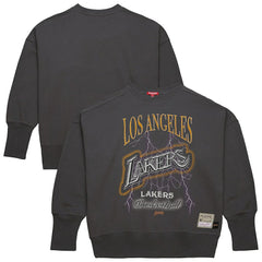 Los Angeles Lakers Women's Hardwood Classics Lightweight Pullover Sweatshirt - Charcoal | Mitchell & Ness online