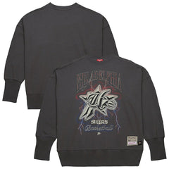 Philadelphia 76ers Women's Hardwood Classics Lightweight Pullover Sweatshirt - Charcoal | Mitchell & Ness online
