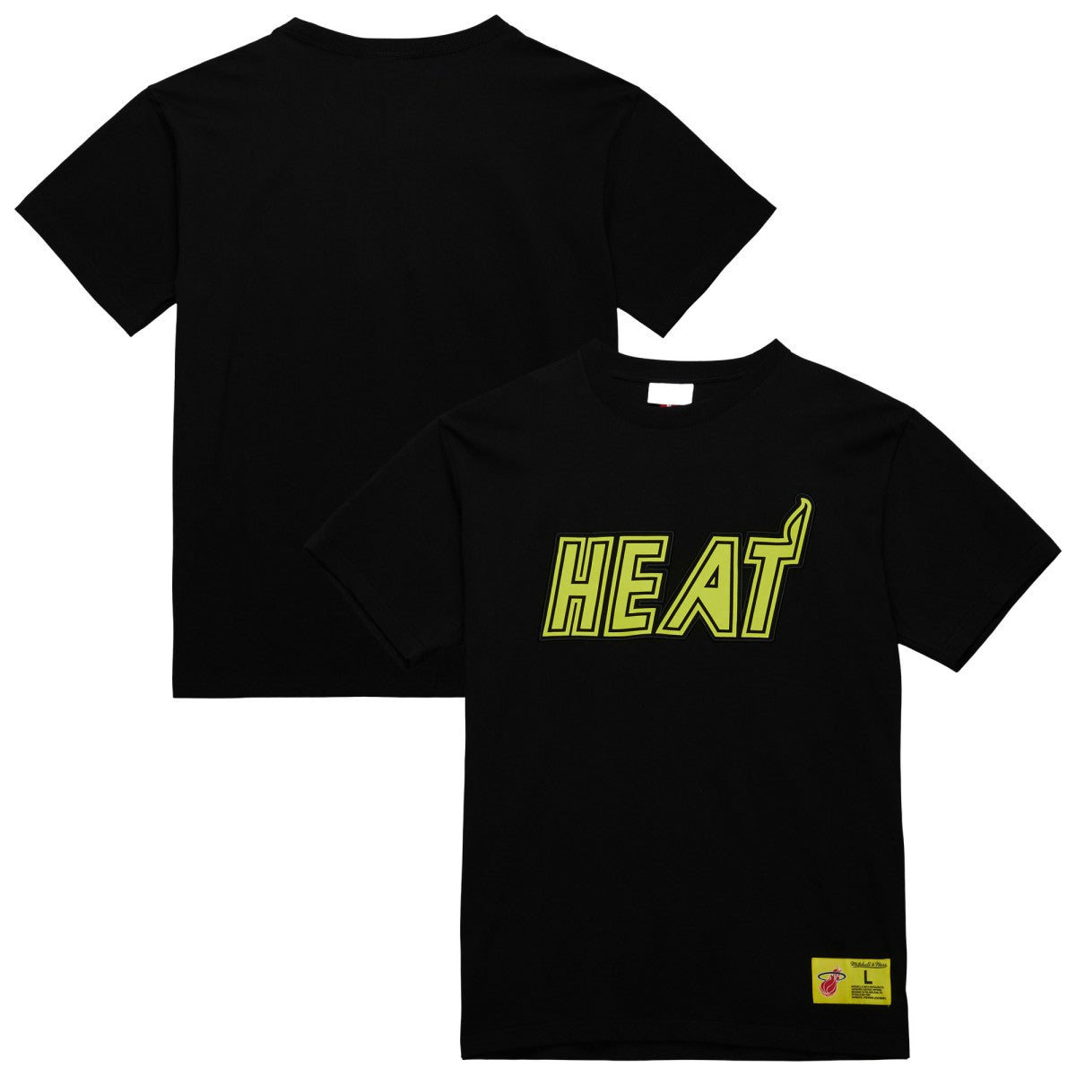 Miami Heat Hardwood Classics Neon Nights Premium T-Shirt - Black | Mitchell & Ness for sale